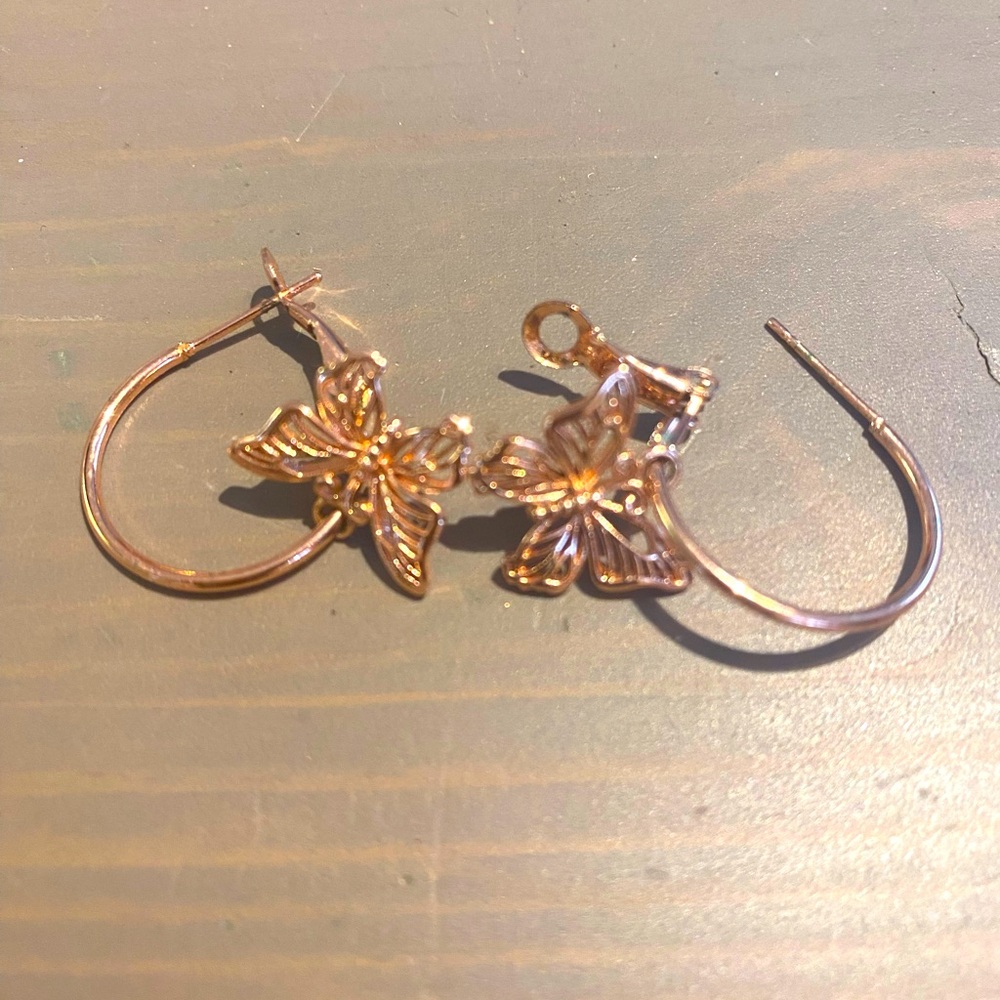 Rose gold costume butterfly earring